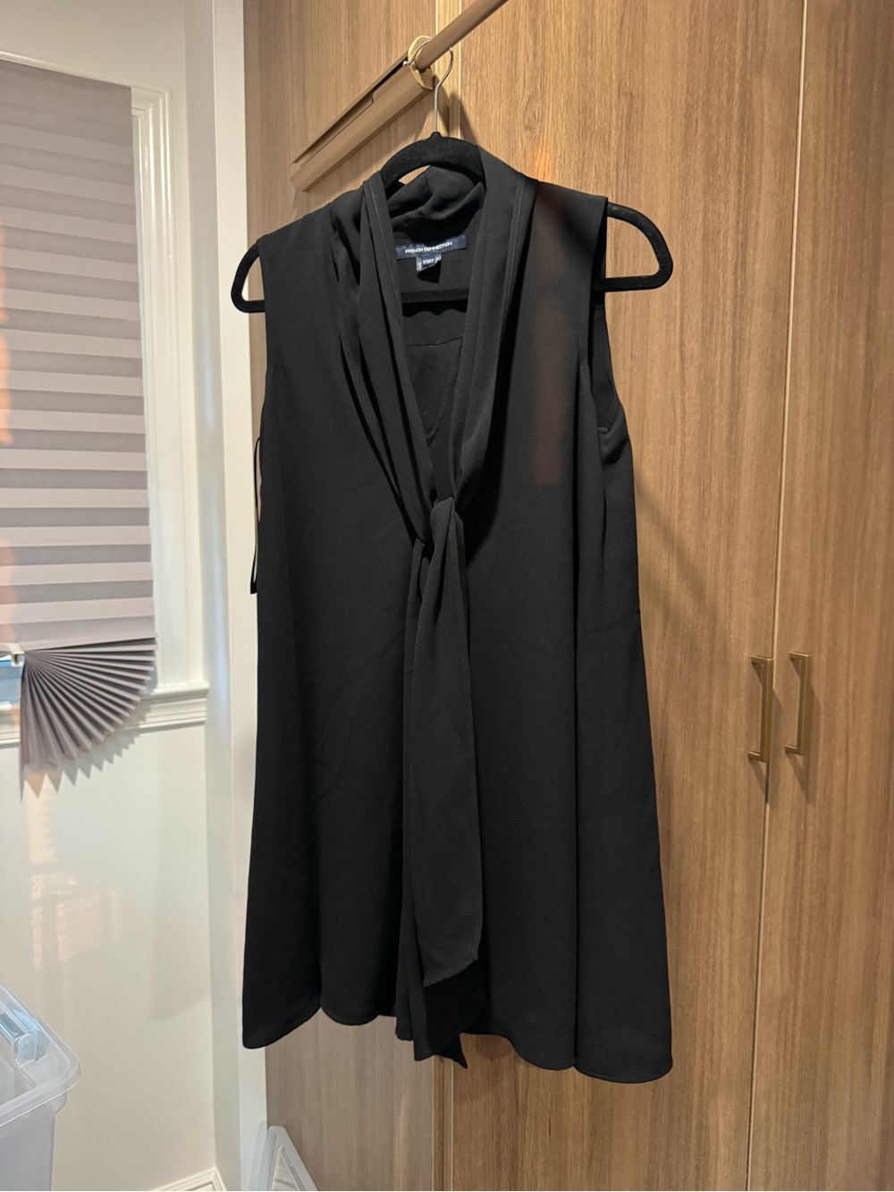 French Connection Black Sleeveless Tie-Neck Mini Dress